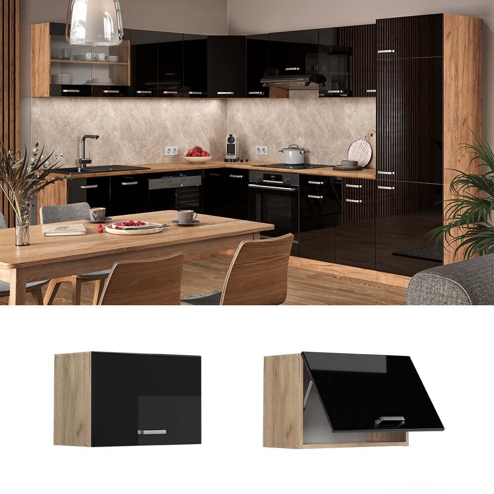 Vicco Hängeschrank flach Küchenschrank R-Line Solid Eiche Schwarz 60 cm modern