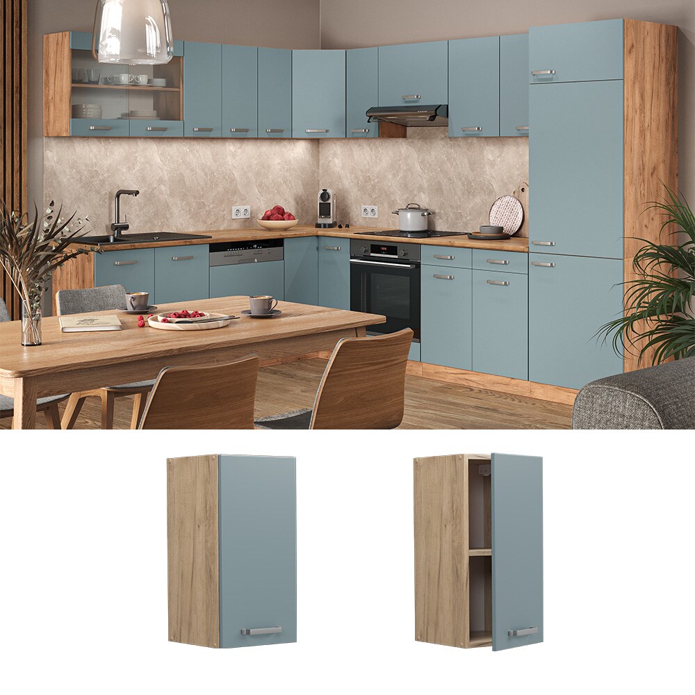 Vicco Hängeschrank Küchenschrank R-Line Solid Eiche Blau Grau 30 cm modern