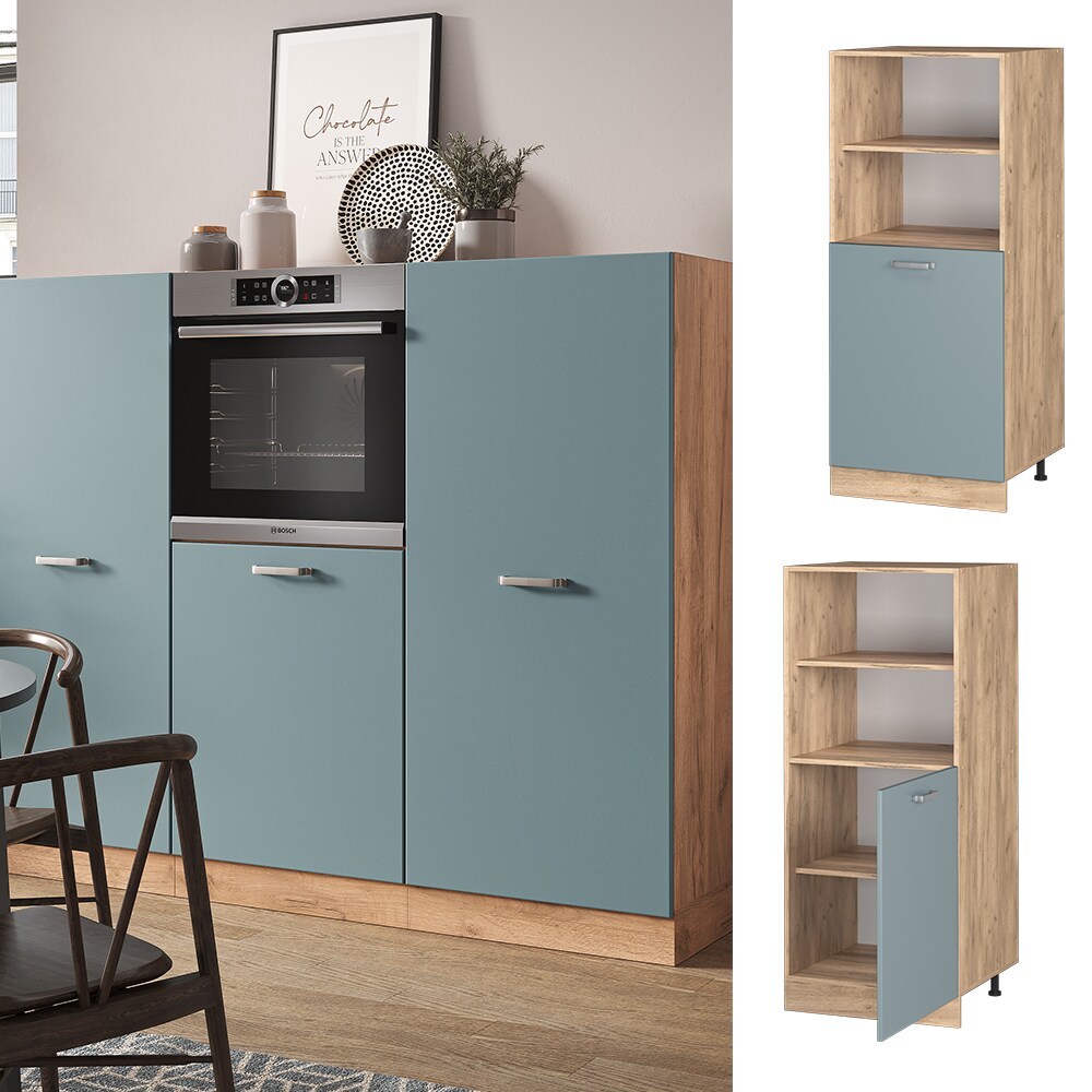 Vicco Vorratsschrank K&uuml;chenschrank R-Line Solid Eiche Blau Grau 60 cm modern kleine T&uuml;r - Bild 1