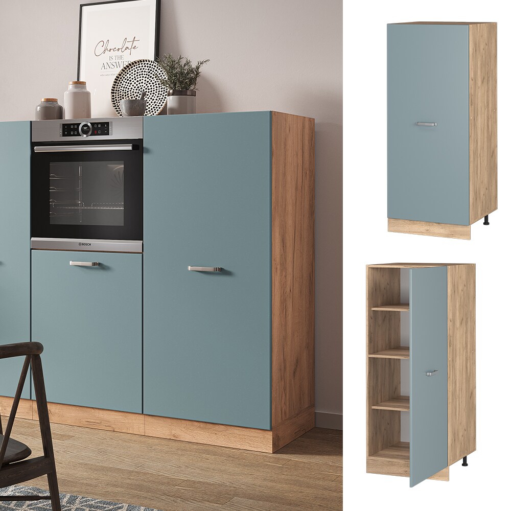Vicco Vorratsschrank K&uuml;chenschrank R-Line Solid Eiche Blau Grau 60 cm modern gro&szlig;e T&uuml;r - Bild 1