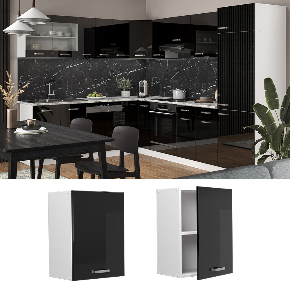 Vicco H&auml;ngeschrank K&uuml;chenschrank R-Line Solid Wei&szlig; Schwarz 45 cm modern - Bild 1