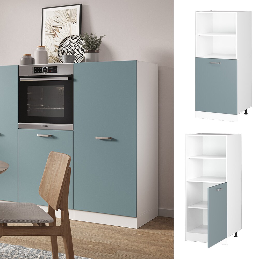 Vicco Vorratsschrank K&uuml;chenschrank R-Line Solid Wei&szlig; Blau Grau 60 cm modern kleine T&uuml;r - Bild 1