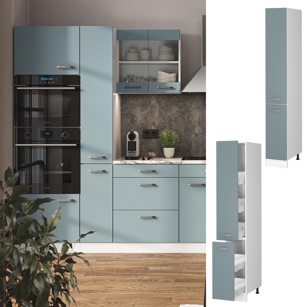 Vicco Apothekerhochschrank Küchenschrank R-Line Solid Weiß Blau Grau 30 cm modern
