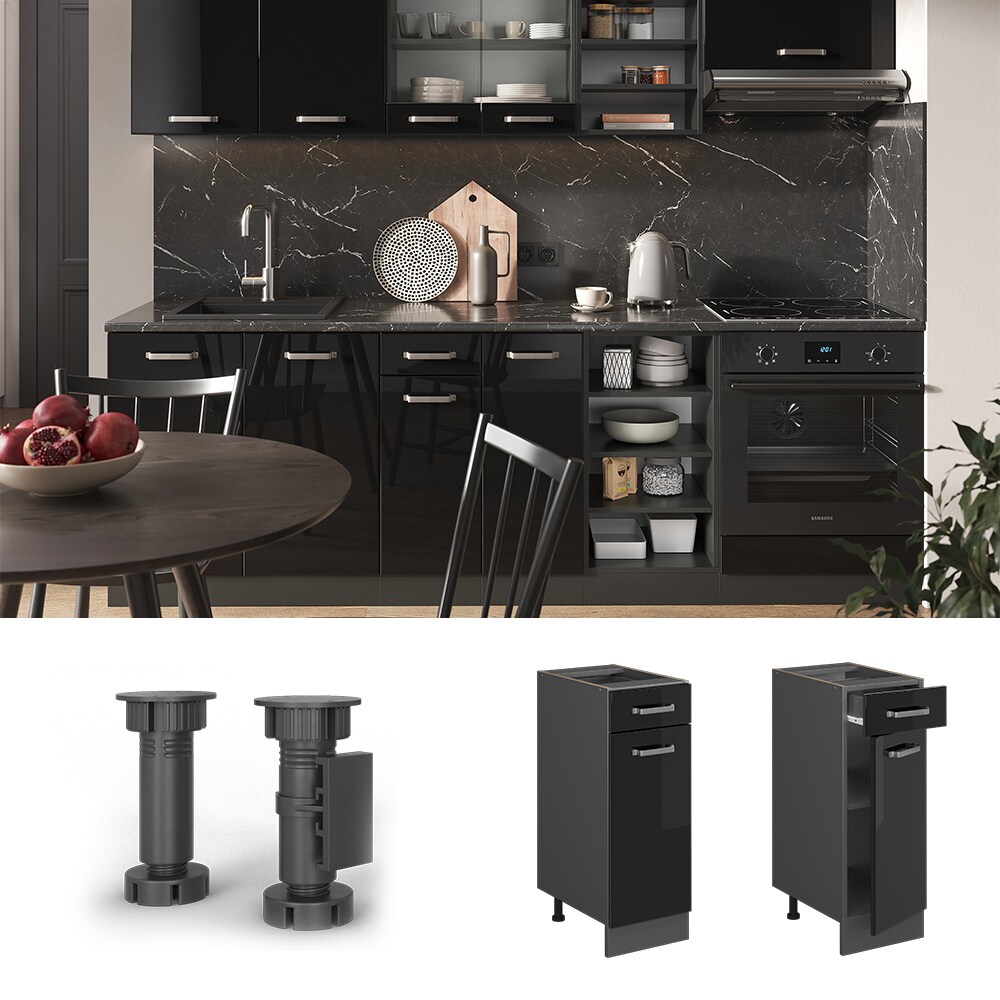 Vicco Schubunterschrank Küchenschrank R-Line Solid Anthrazit Schwarz 30 cm modern