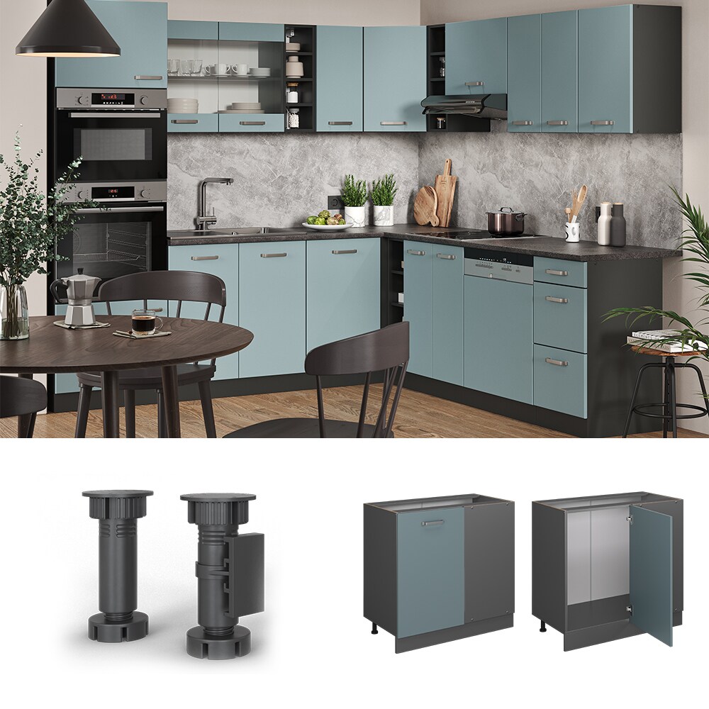 Vicco Eckunterschrank Küchenschrank R-Line Solid Anthrazit Blau Grau 86 cm modern
