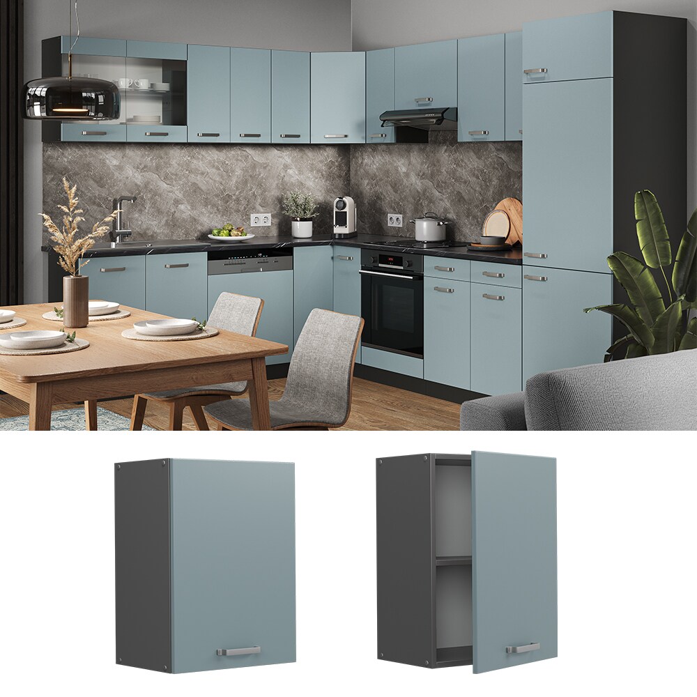 Vicco Hängeschrank Küchenschrank R-Line Solid Anthrazit Blau Grau 45 cm modern