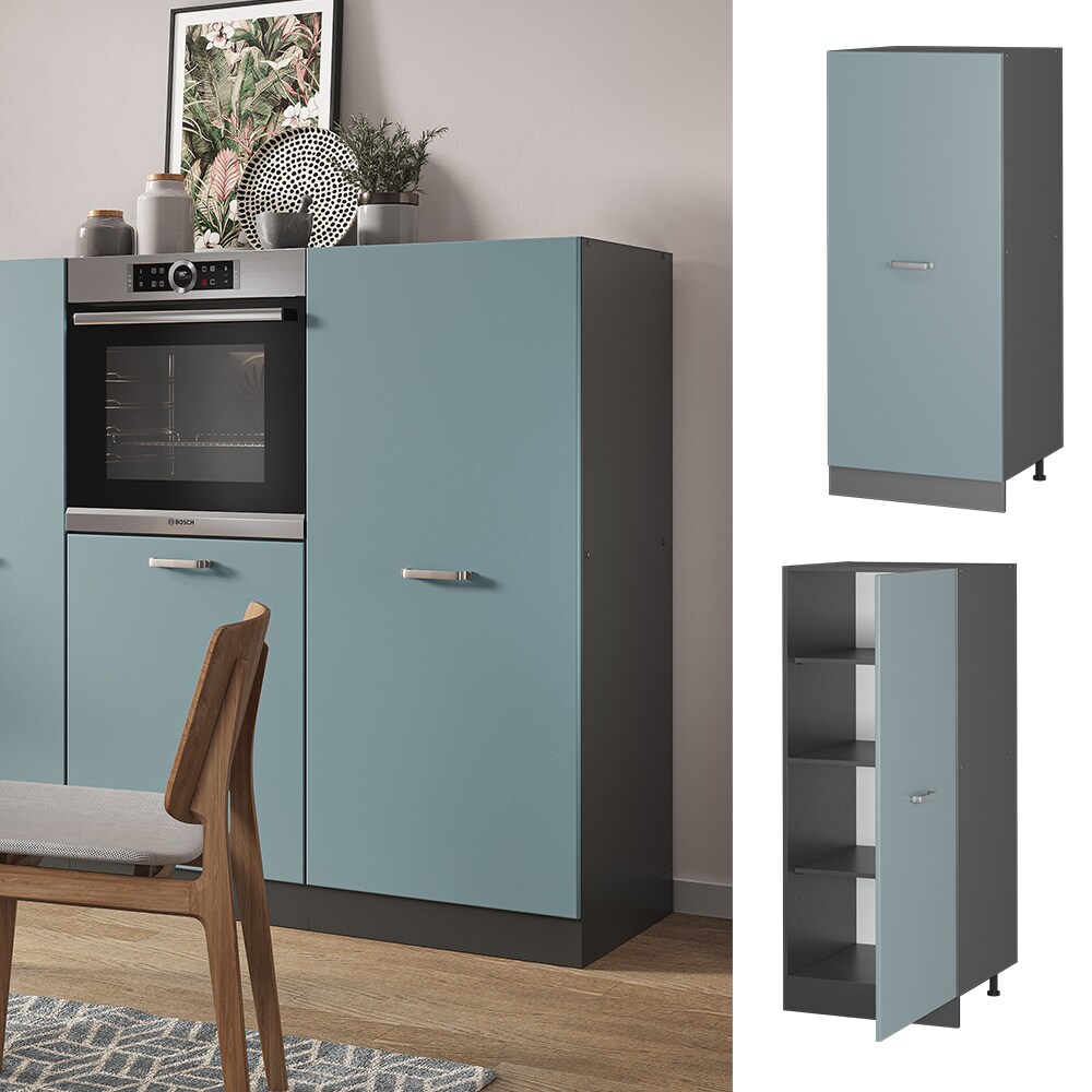 Vicco Vorratsschrank K&uuml;chenschrank R-Line Solid Anthrazit Blau Grau 60 cm modern gro&szlig;e T&uuml;r - Bild 1