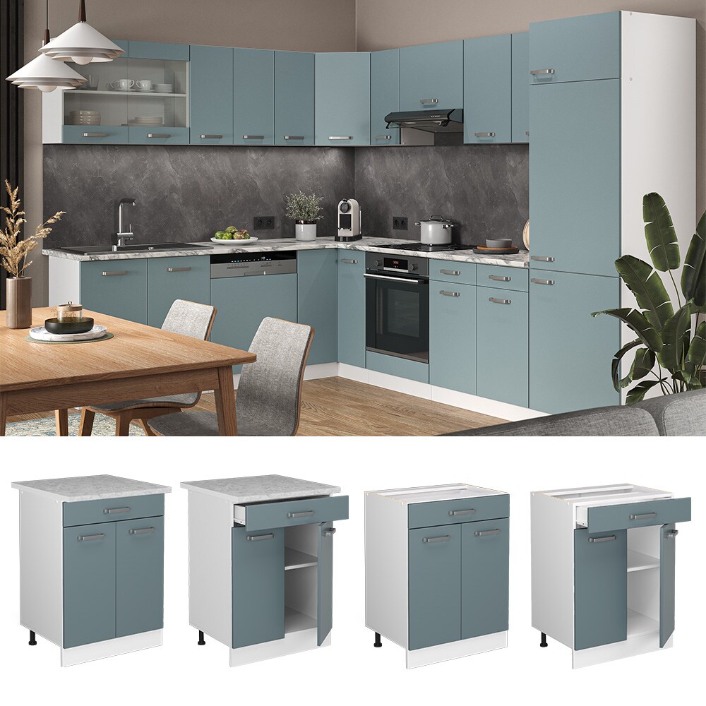 Vicco Schubunterschrank Küchenschrank R-Line Solid Weiß Blau Grau 60 cm modern Arbeitsplatte