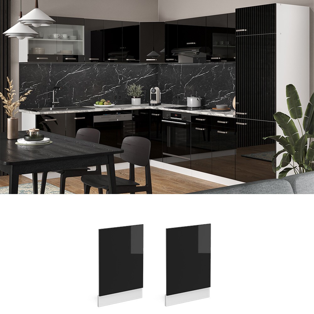 Vicco Geschirrspülerblende Küchenmöbel R-Line Solid Weiß Schwarz 45 cm modern Arbeitsplatte