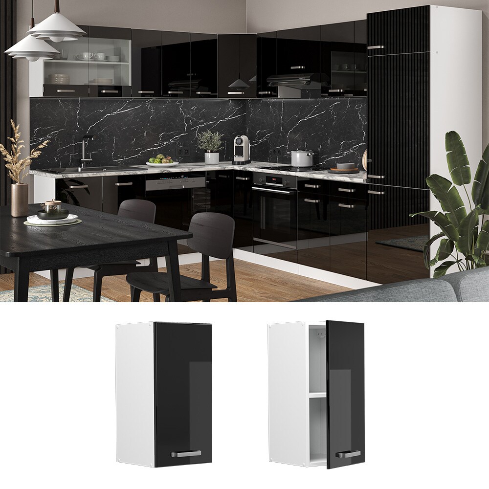 Vicco H&auml;ngeschrank K&uuml;chenschrank R-Line Solid Wei&szlig; Schwarz 30 cm modern - Bild 1