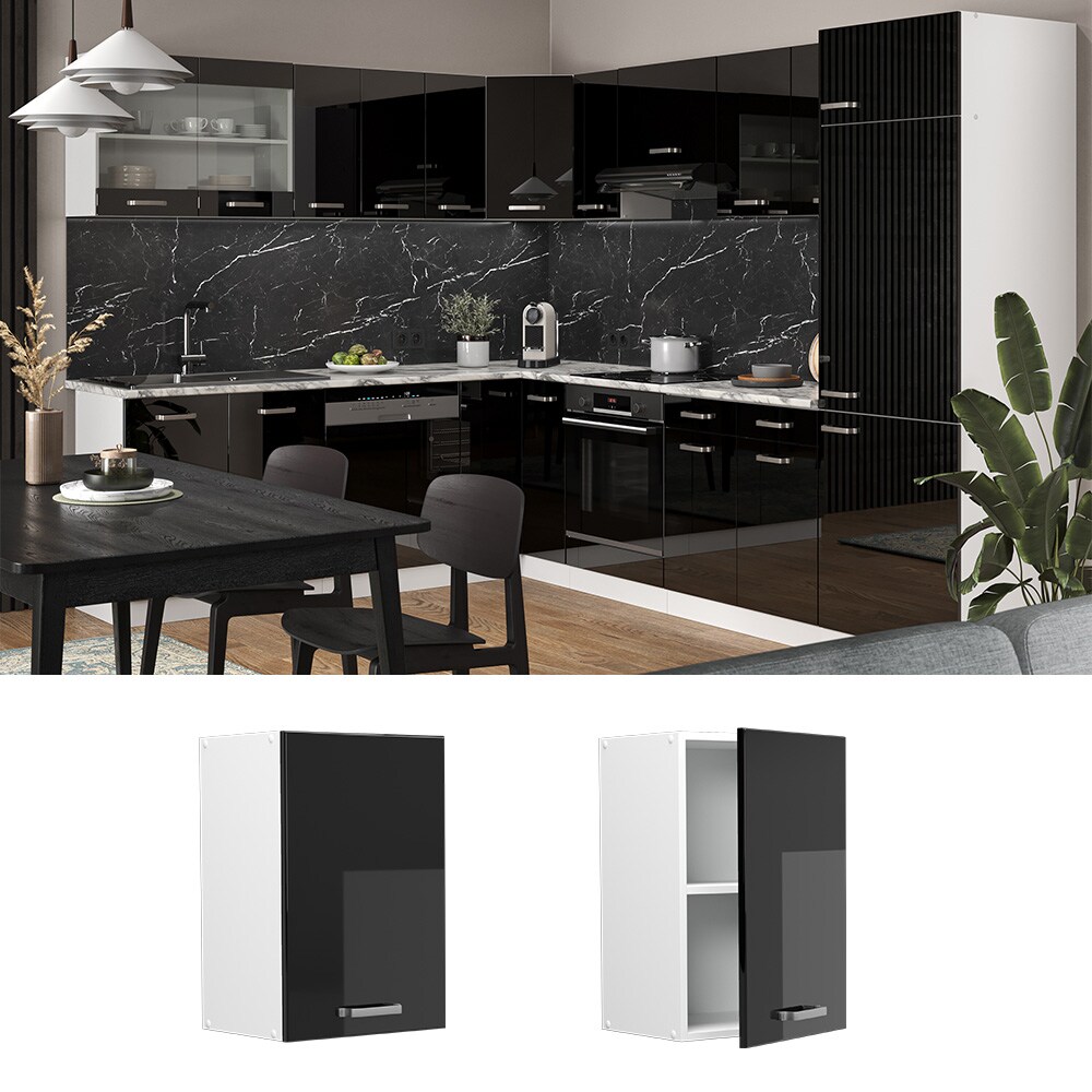 Vicco Hängeschrank Küchenschrank R-Line Solid Weiß Schwarz 40 cm modern