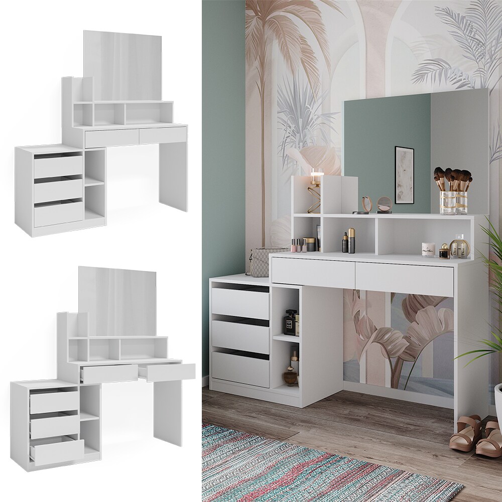 Vicco Schminktisch Anja 139,8 x 115 cm Weiß mit Spiegel Frisiertisch modern | 04066731347438