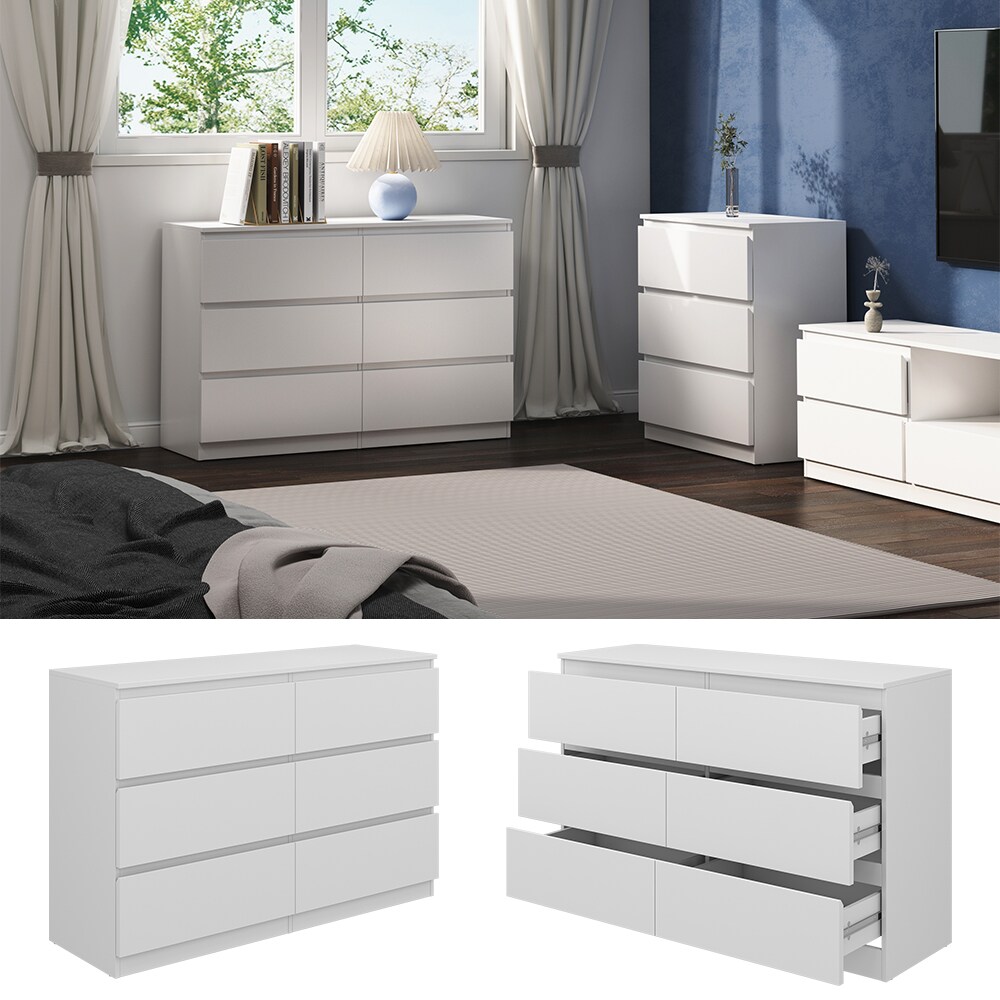 Vicco Kommode Calisto, Wei&szlig; 120 x 78,5 cm, mit 6 Schubf&auml;cher, Sideboard, Schrank - Bild 1