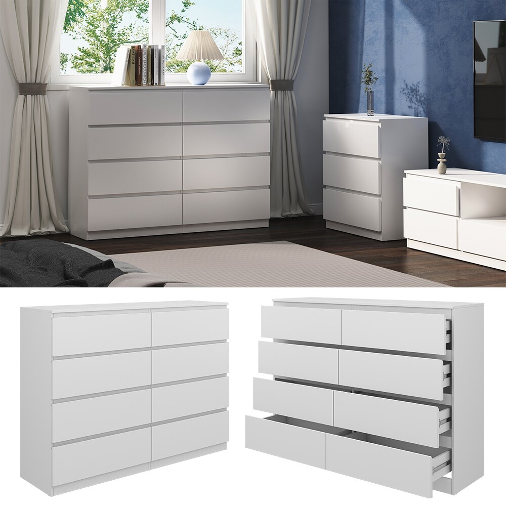 Vicco Kommode Calisto Weiß 138 x 101,5 cm mit 8 Schubfächer Sideboard Schrank | 04066731351114