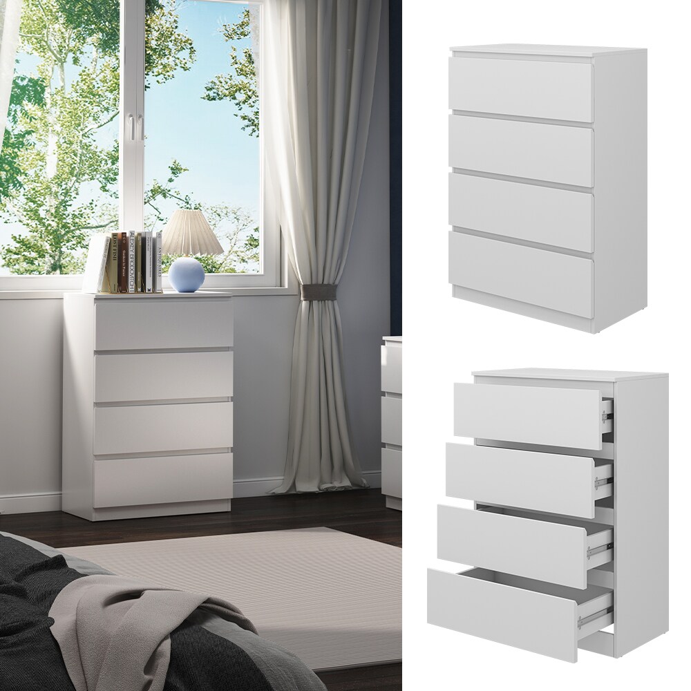 Vicco Kommode Calisto, Weiß 70 x 102 cm, mit 4 Schubfächer, Schrank, Wohnzimmer | 04066731351138