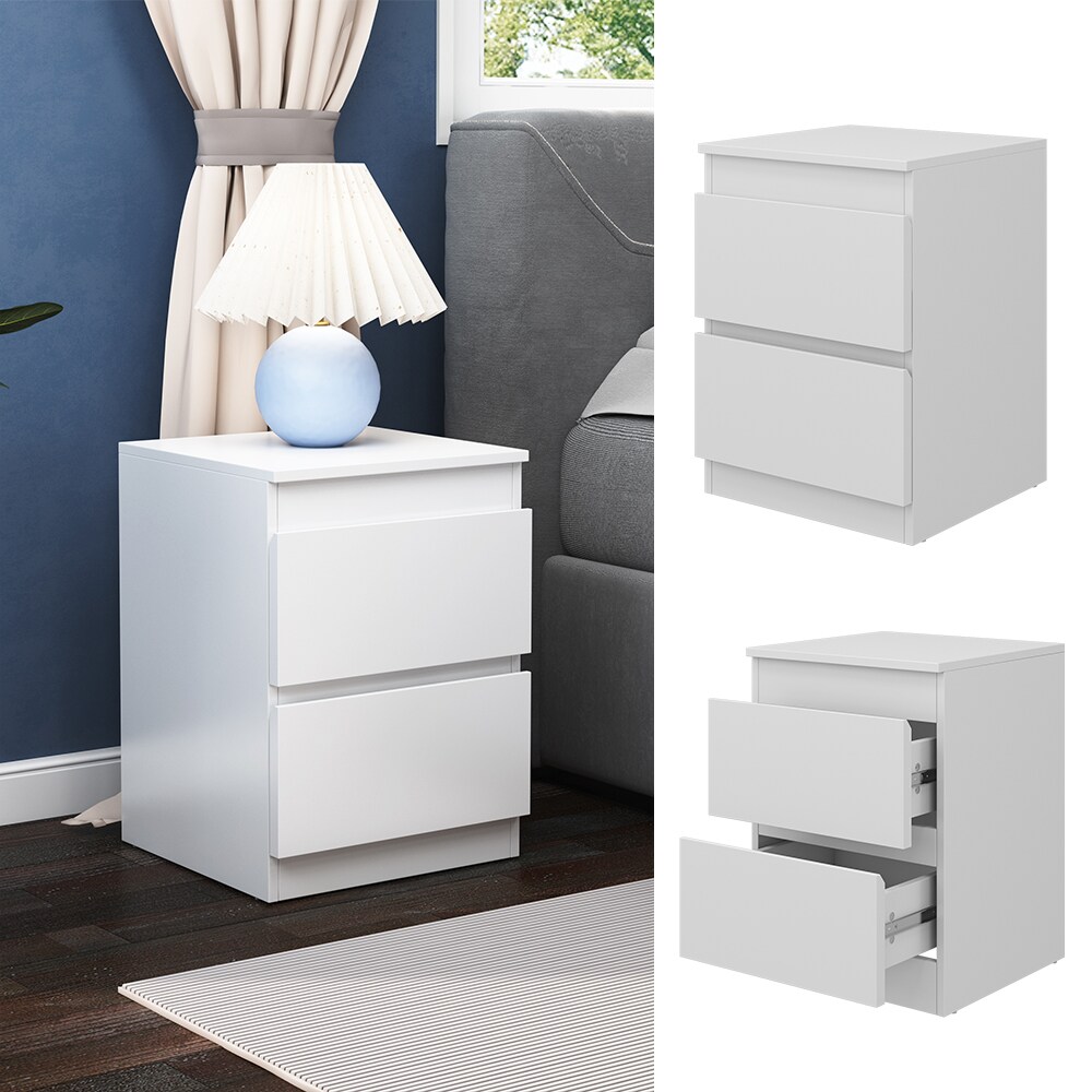 Vicco Nachtschrank Calisto Weiß 40 x 55 cm 2 Schubfächer Kommode Schlafzimmer | 04066731351145