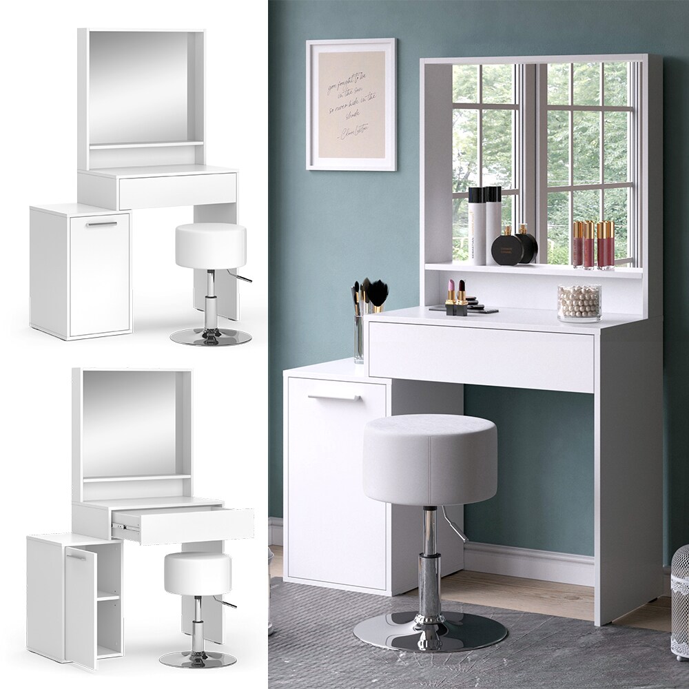 Vicco Schminktisch Altea 95 x 145 cm Wei&szlig; Frisiertisch Spiegel Hocker modern - Bild 1