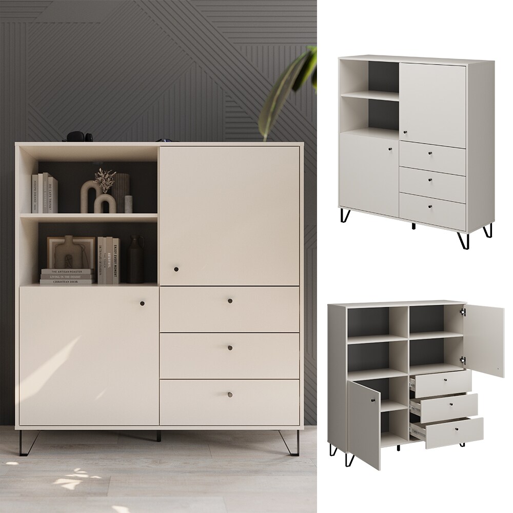 Vicco Sideboard Aldo Cashmere 124 x 135 cm Wohnzimmer 3 Schubladen 2 T&uuml;ren - Bild 1