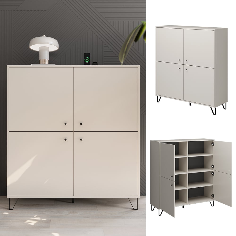 Vicco Sideboard Aldo Cashmere 124 x 135 cm Wohnzimmer 4 T&uuml;ren - Bild 1