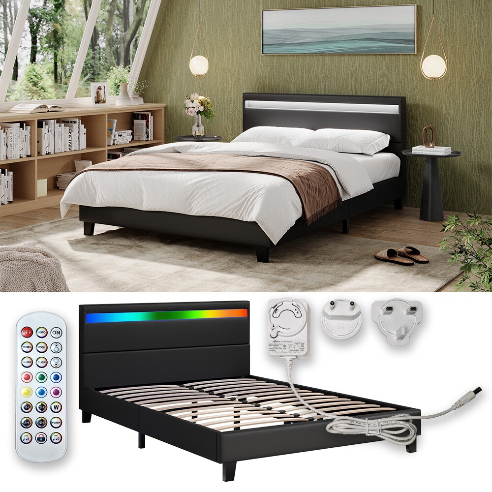 Vitalispa Bettgestell Bern Schwarz 147 x 215 cm mit LED-Beleuchtung - Bild 1