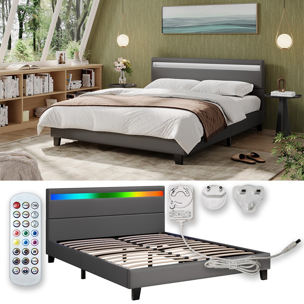 Vitalispa Bettgestell Bern Grau 167 x 215 cm mit LED-Beleuchtung - Bild 1