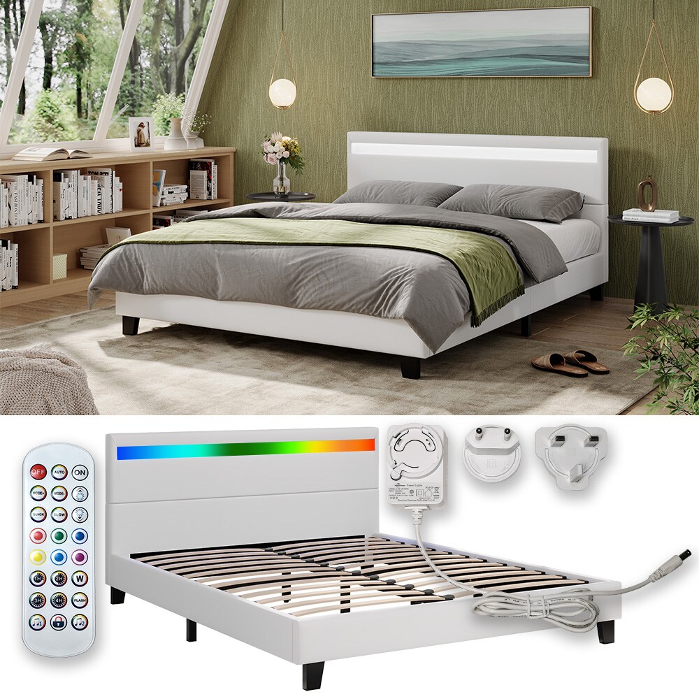 Vitalispa Bettgestell Bern Wei&szlig; 167 x 215 cm mit LED-Beleuchtung - Bild 1
