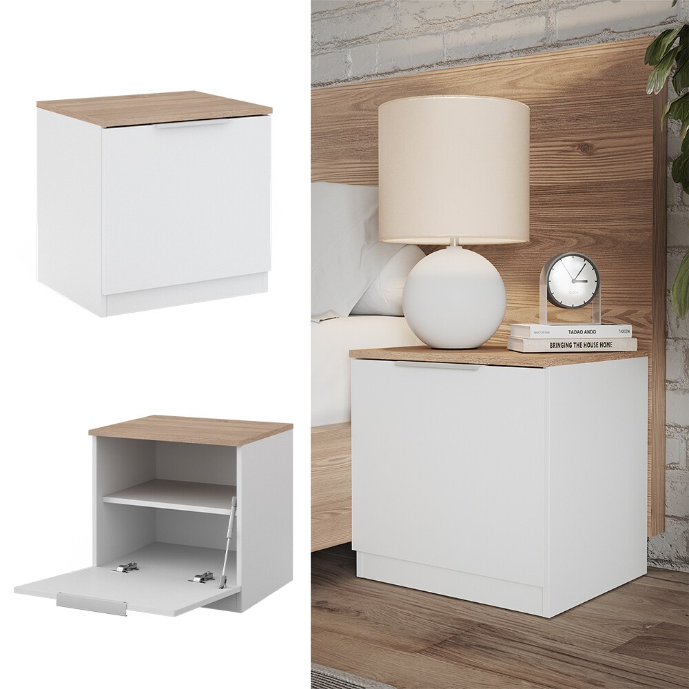 Vicco Nachttisch Betti, 50 x 50 cm, Wei&szlig; Sonoma mit 1 Klappe, Schlafzimmer - Bild 1