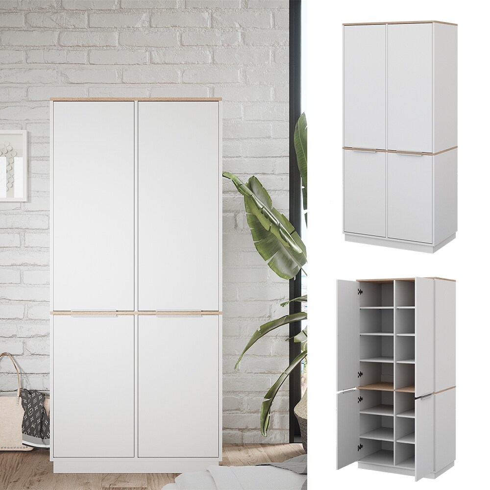 Vicco Schrank Betti 82 x 179 cm, Wei&szlig; Sonoma, 4-t&uuml;rig, Schlafzimmer - Bild 1