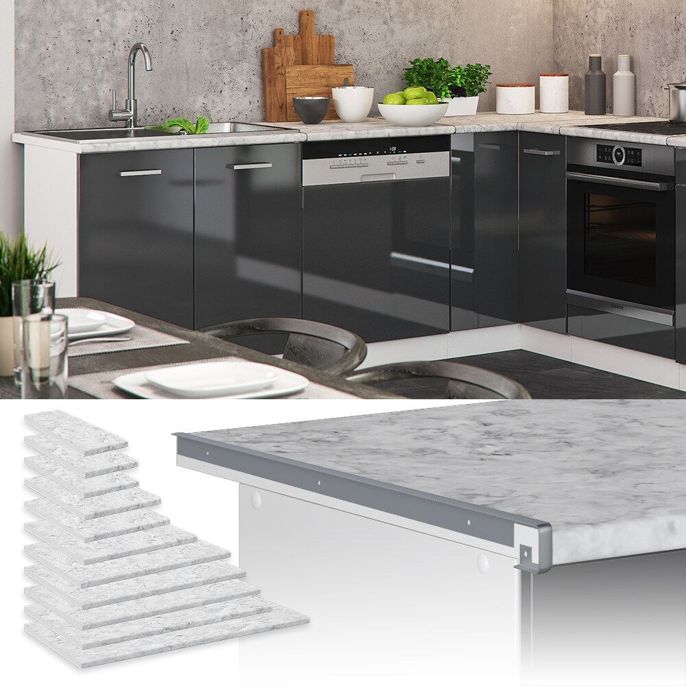 Vicco Küchenarbeitsplatte R-Line Marmor Weiß 114 cm
