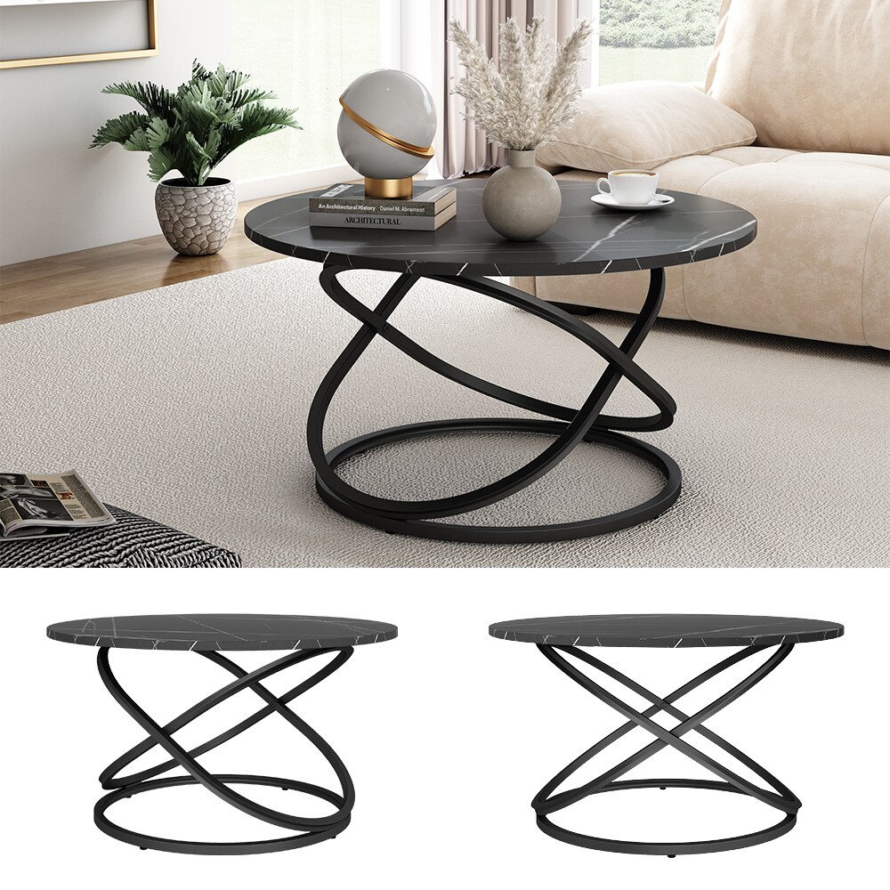 Vicco Couchtisch Calgary Schwarz Marmor-Optik 80 x 46 cm Wohnzimmertisch - Bild 1