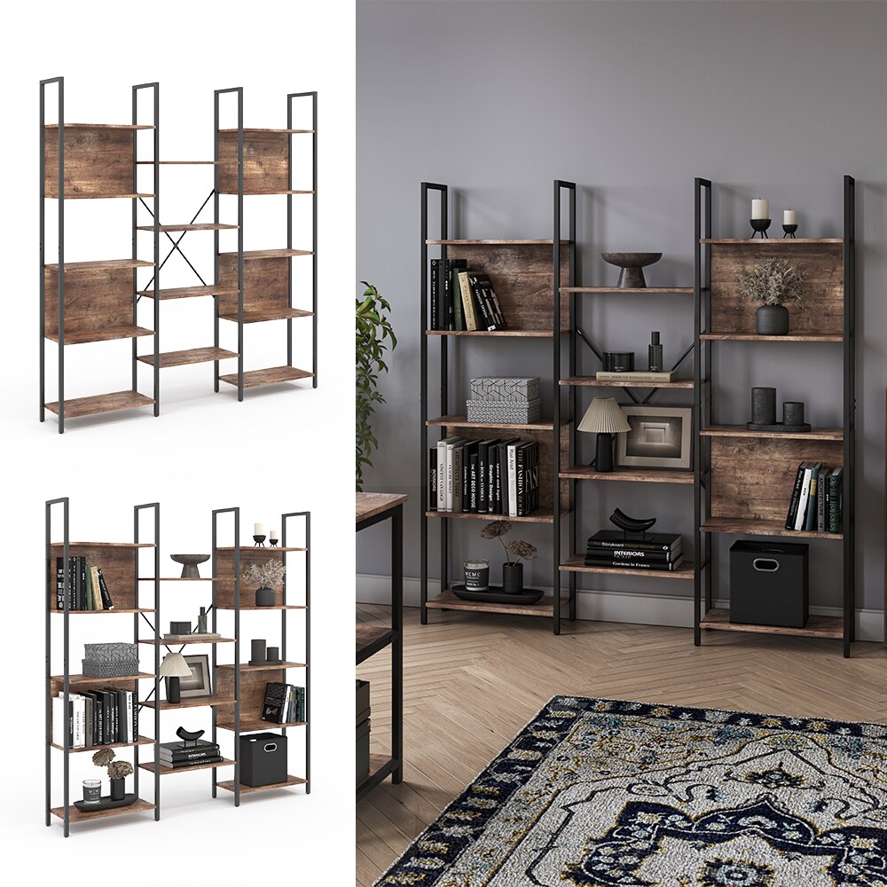 Vicco B&uuml;cherregal Fyrk Eiche Schwarz 158 x 167 cm offene F&auml;cher - Bild 1