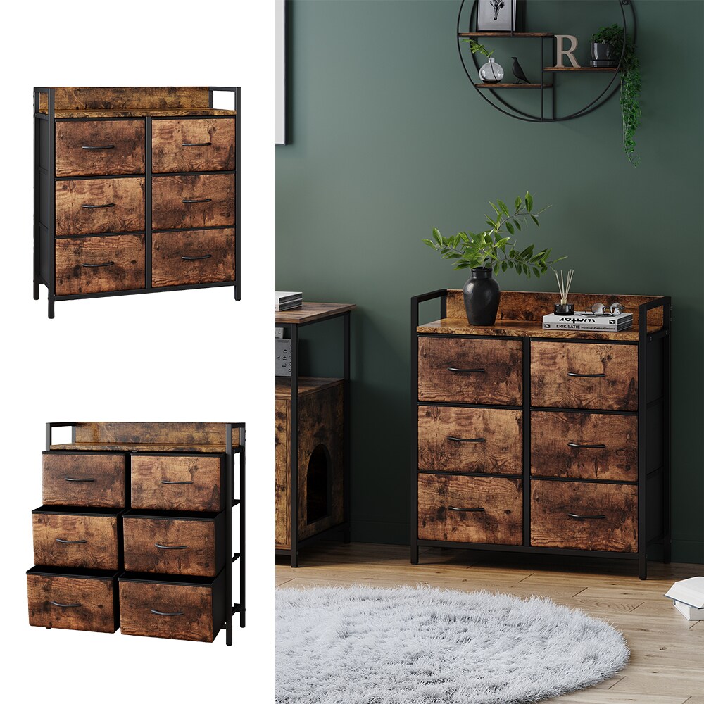 Vicco Kommode Brian Eiche Schwarz 76 x 83 cm 6 Schubladen - Bild 1