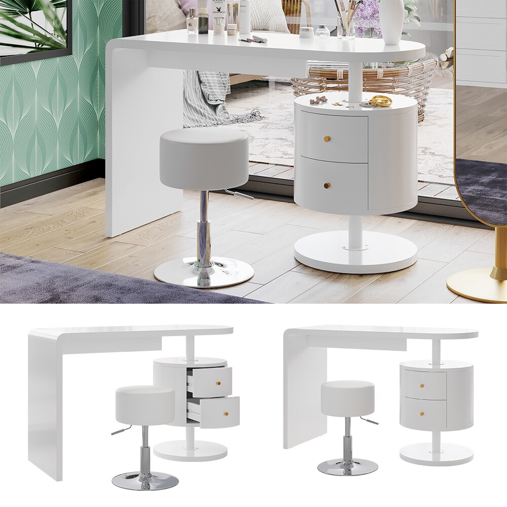 Vicco Schminktisch Lara Weiß Hochglanz 120 cm Hocker | 04066731401345