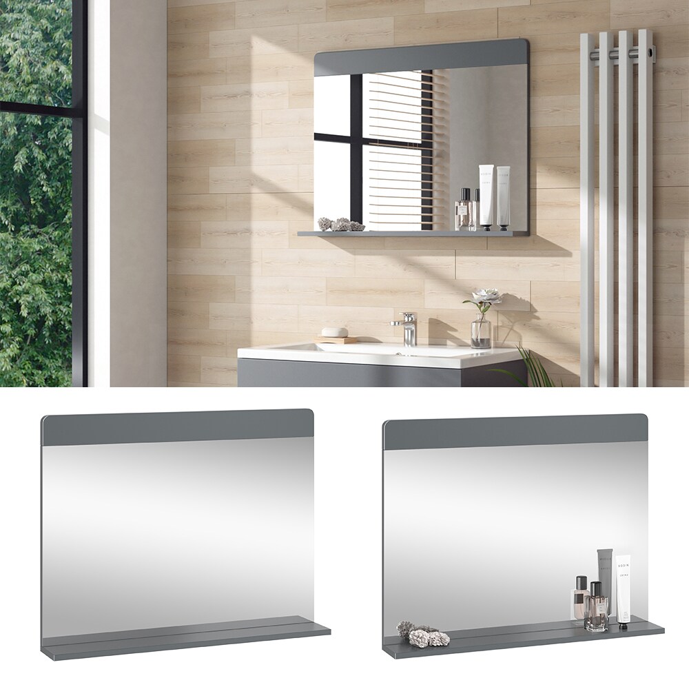 Vicco Badezimmerspiegel Izan Grau 80 x 62 cm mit Regal - Bild 1