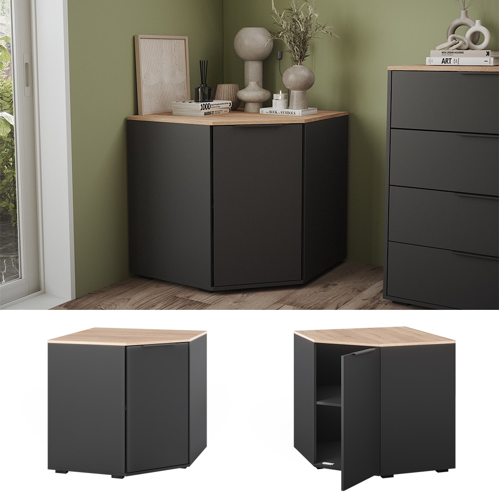 Vicco Eckkommode Betti Anthrazit Sonoma 78 x 78 cm Wohnzimmer 1 T&uuml;r - Bild 1