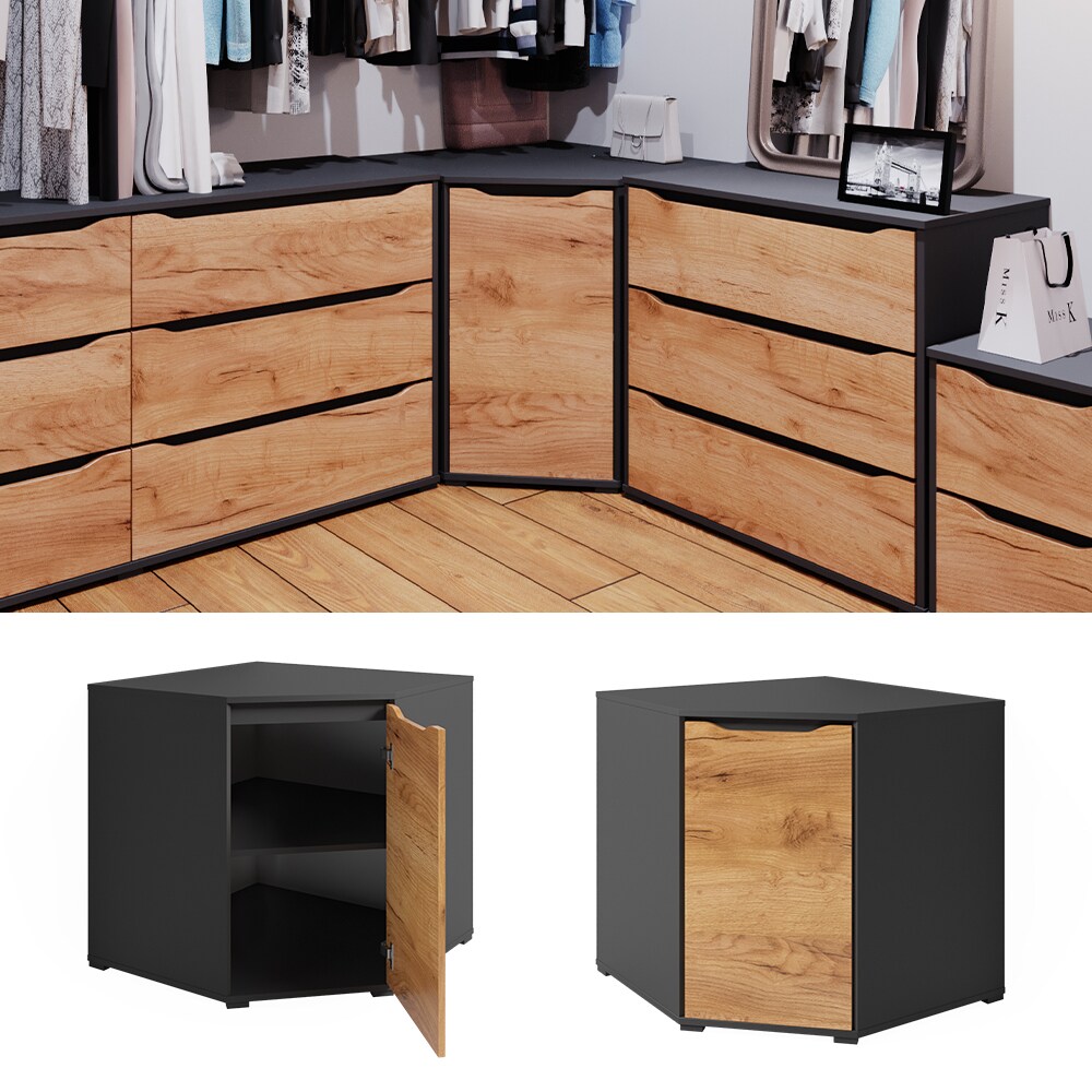 Vicco Eckkommode Ruben 78 x 77 cm Anthrazit Eiche Schrank | 04066731381272