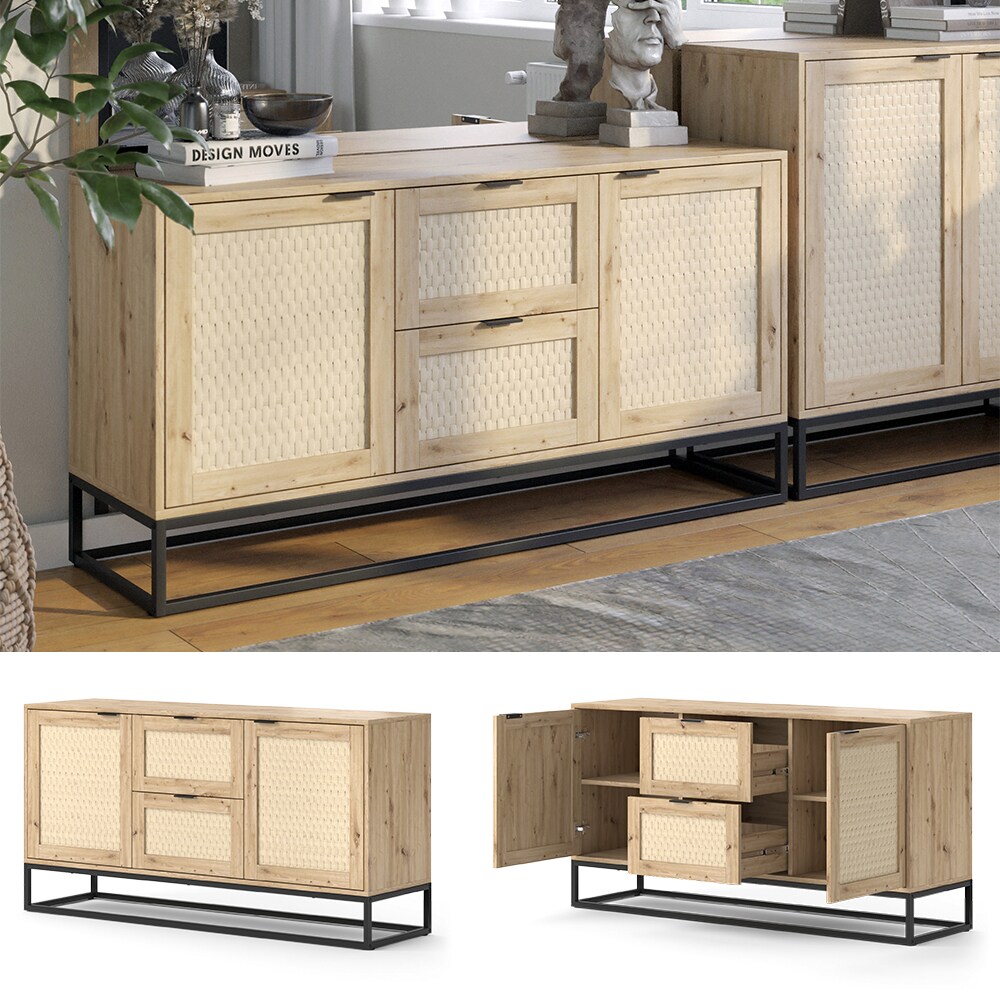 Vicco Sideboard Natal Eiche 140 x 72 cm 2 Türen 2 Schubladen | 04066731401383