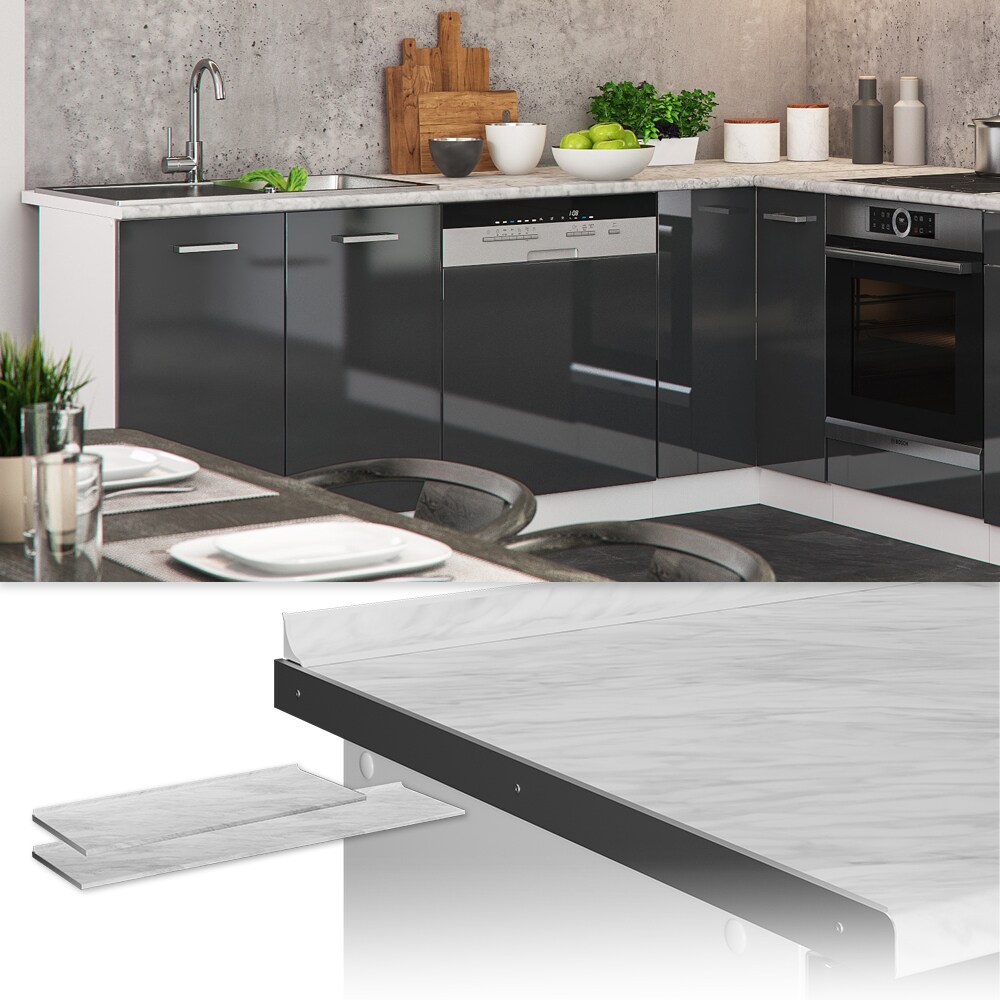 Vicco Küchenarbeitsplatte R-Line Marmor Weiß 240 cm