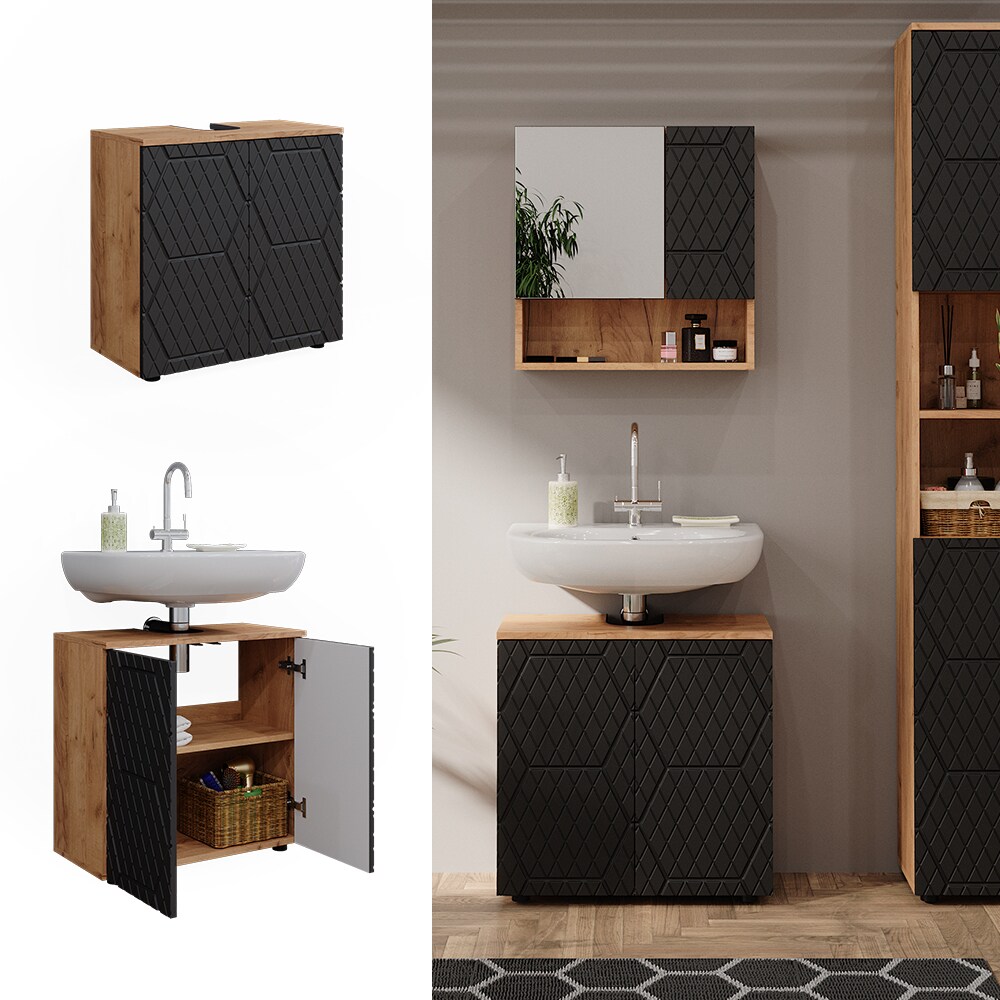 Vicco Waschbeckenunterschrank Irma Eiche Anthrazit 60 x 59 cm Badezimmer