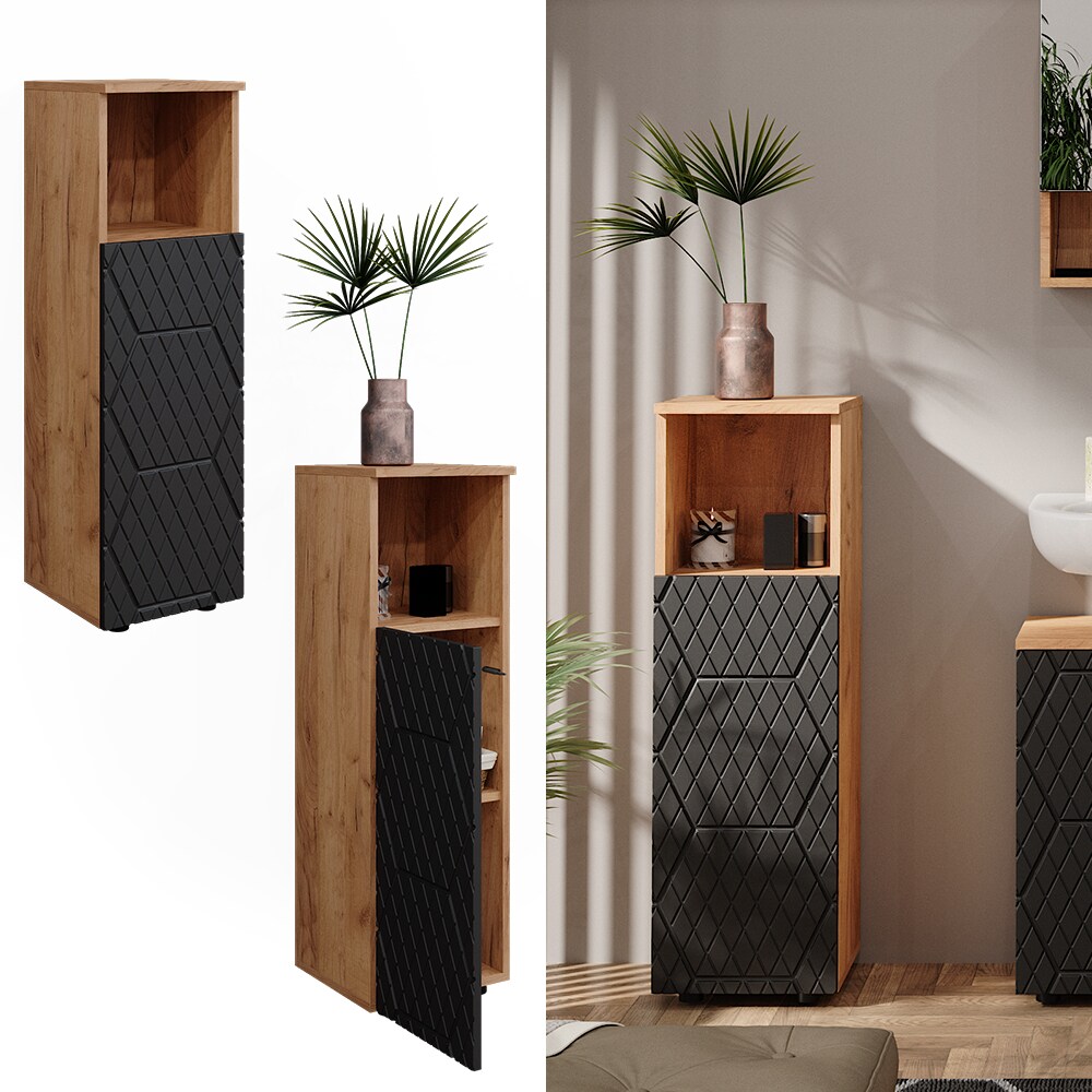 Vicco Midischrank Irma Eiche Anthrazit 30 x 95 cm Badezimmer