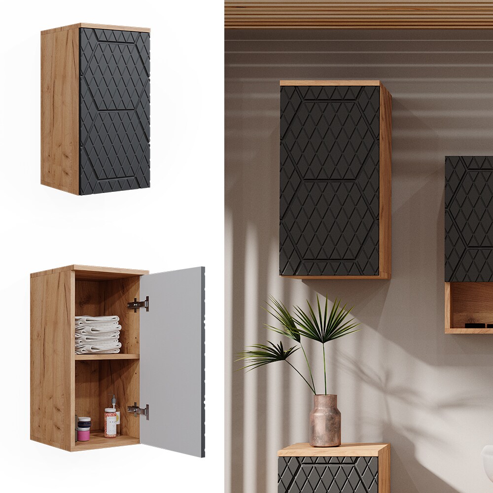 Vicco H&auml;ngeschrank Irma Eiche Anthrazit 30 x 59 cm 2 F&auml;cher Badezimmer - Bild 1