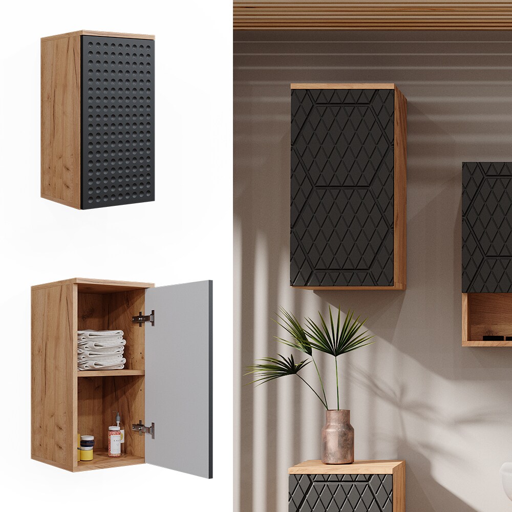 Vicco Hängeschrank Irma Eiche Anthrazit 30 x 59 cm 2 Fächer Badezimmer