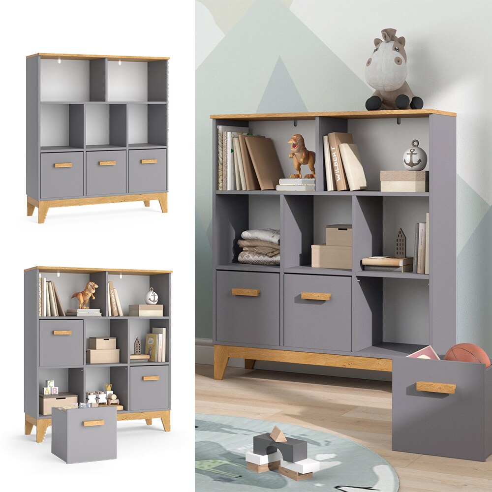 Vitalispa Organizer Malia Grau Eiche 98 x 113 cm Kinderzimmer Regal - Bild 1