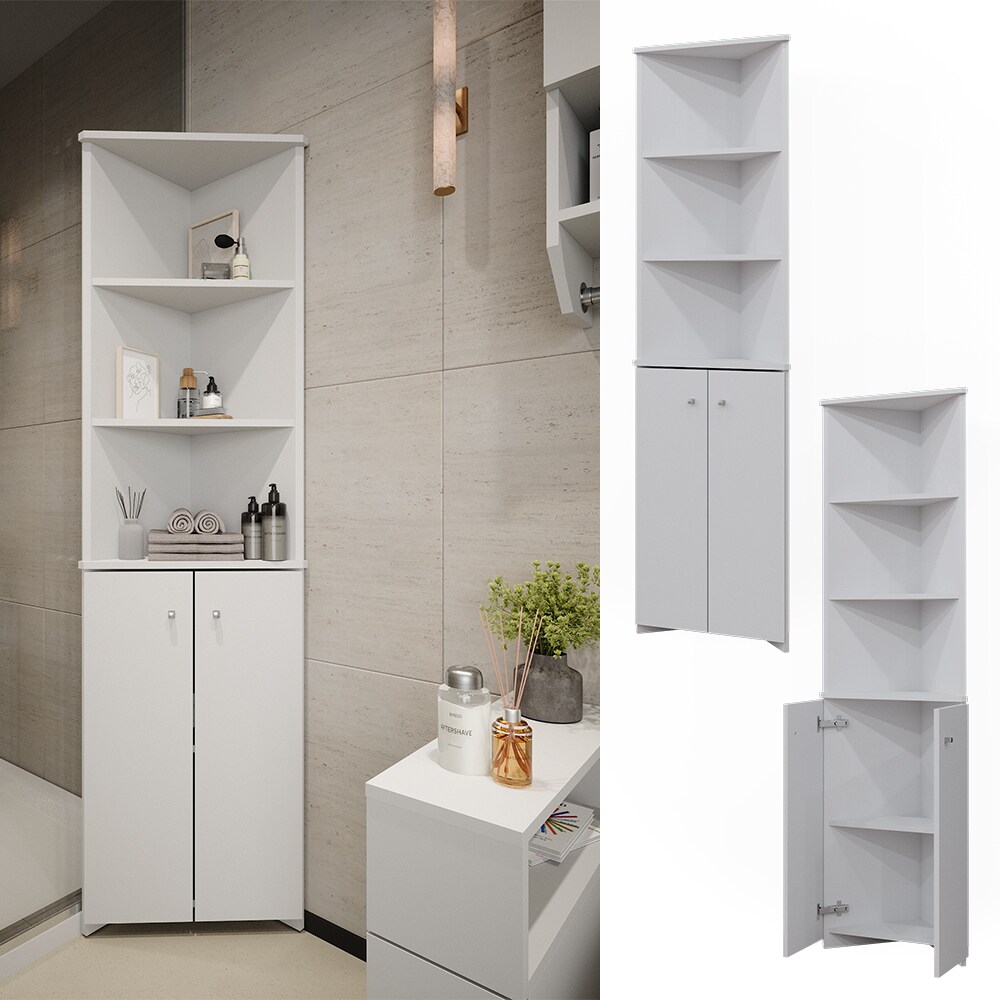 Vicco Badschrank Fynn Weiß 36 x 175 cm Eckschrank 2 Türen | 04066731410965