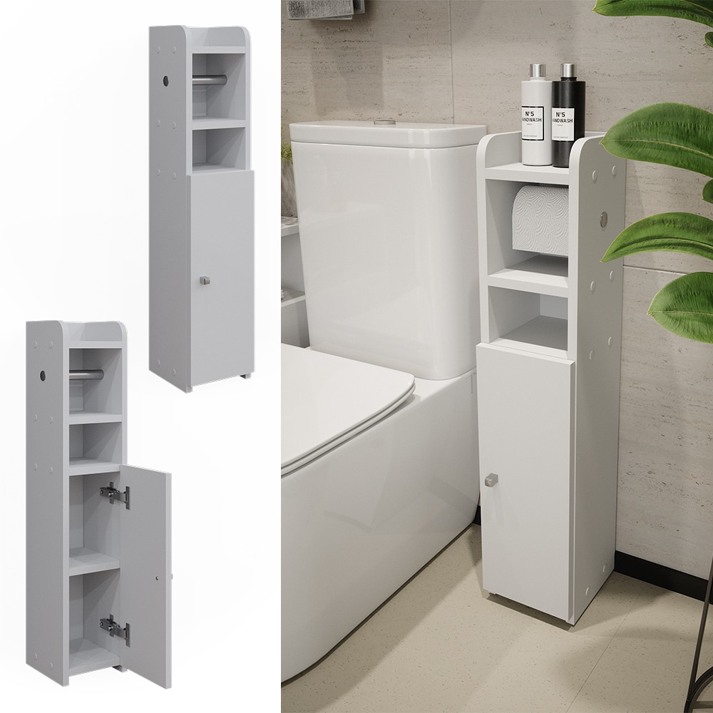 Vicco Toilettenpapierschrank Fynn Wei&szlig; 18 x 82 cm T&uuml;r - Bild 1