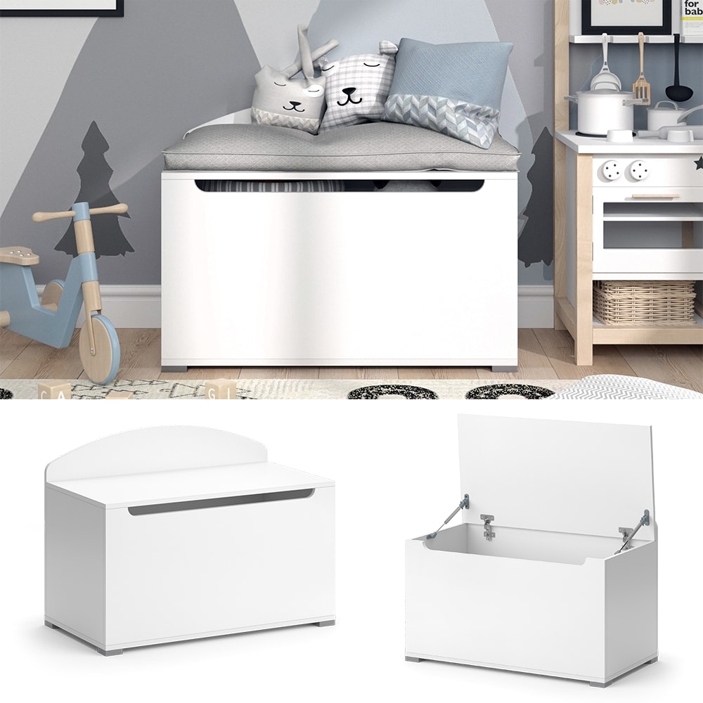 Vicco Spielzeugtruhe Arno Wei&szlig; 85 x 64 cm mit Deckel - Bild 1