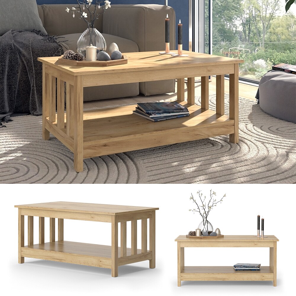 Vicco Couchtisch Oxford Eiche 101 x 46 cm mit Stauraum - Bild 1