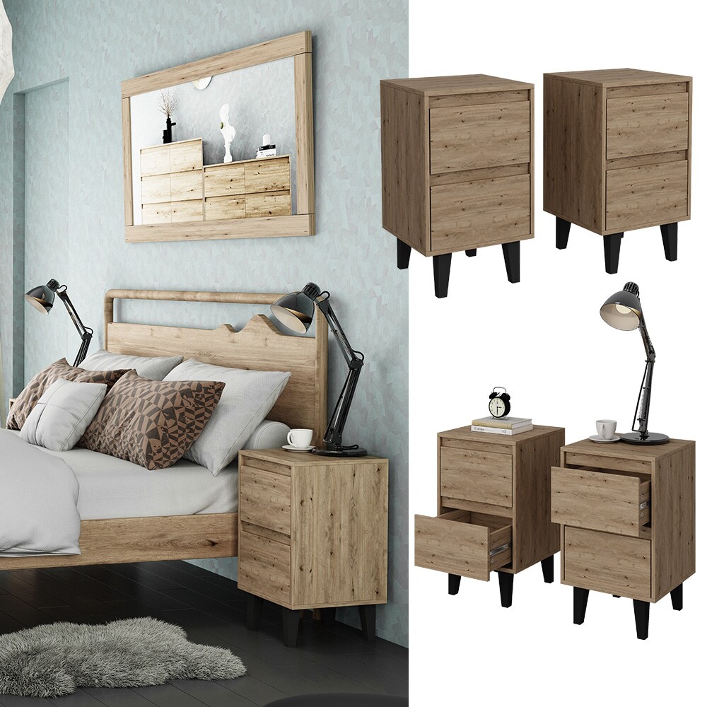 Vicco Nachtisch Bahia Eiche 40 x 69 cm mit 2er Set - Bild 1