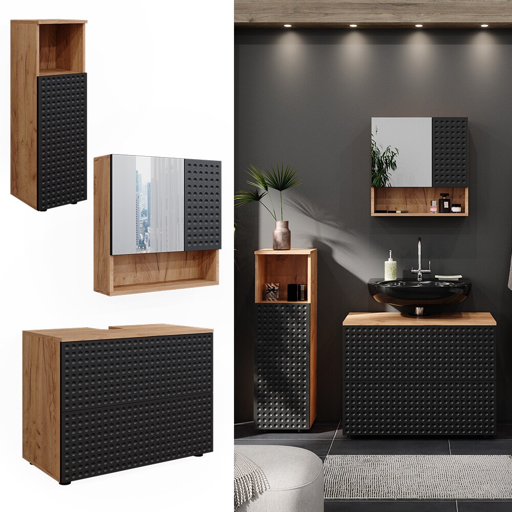 Vicco Badm&ouml;bel-Set Irma Eiche Anthrazit 4-teilig Midischrank 95 cm Waschbeckenschrank 80 cm - Bild 1