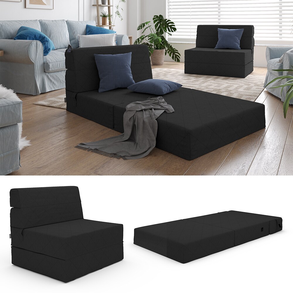 Vicco Sofa Lima Schwarz 100 cm mit Schlaffunktion - Bild 1